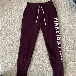 VS Pink Maroon Drawstring Joggers XS